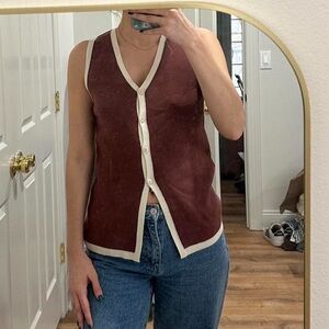 ASOS Brown and Cream Button-Up Tank Top